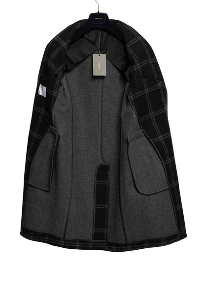 $1600 BOGLIOLI Single Braested Black Coat K.Jacket Flannel Wool 38 US / 48 EU