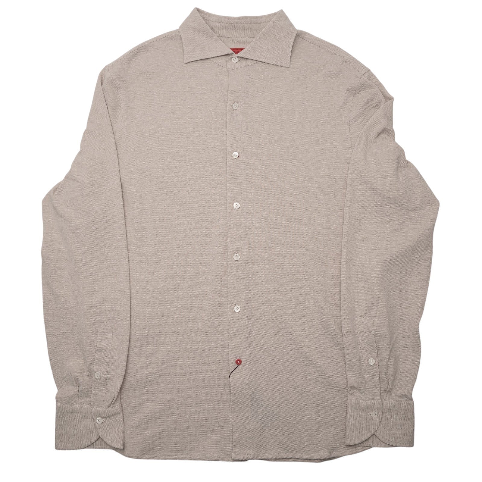 665$ ISAIA NAPOLI Dress Shirt Light Beige Solid Cotton 17.5 - 44