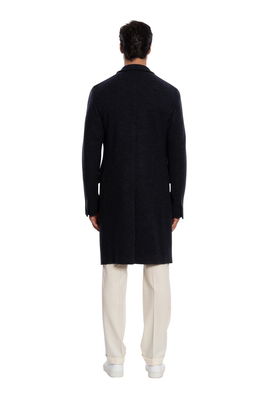 $1850 BOGLIOLI Single Braested Dark Blue Coat K.Jacket Flannel Wool 40 US 50 EU