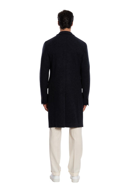 $1850 BOGLIOLI Single Braested Dark Blue Coat K.Jacket Flannel Wool 40 US 50 EU