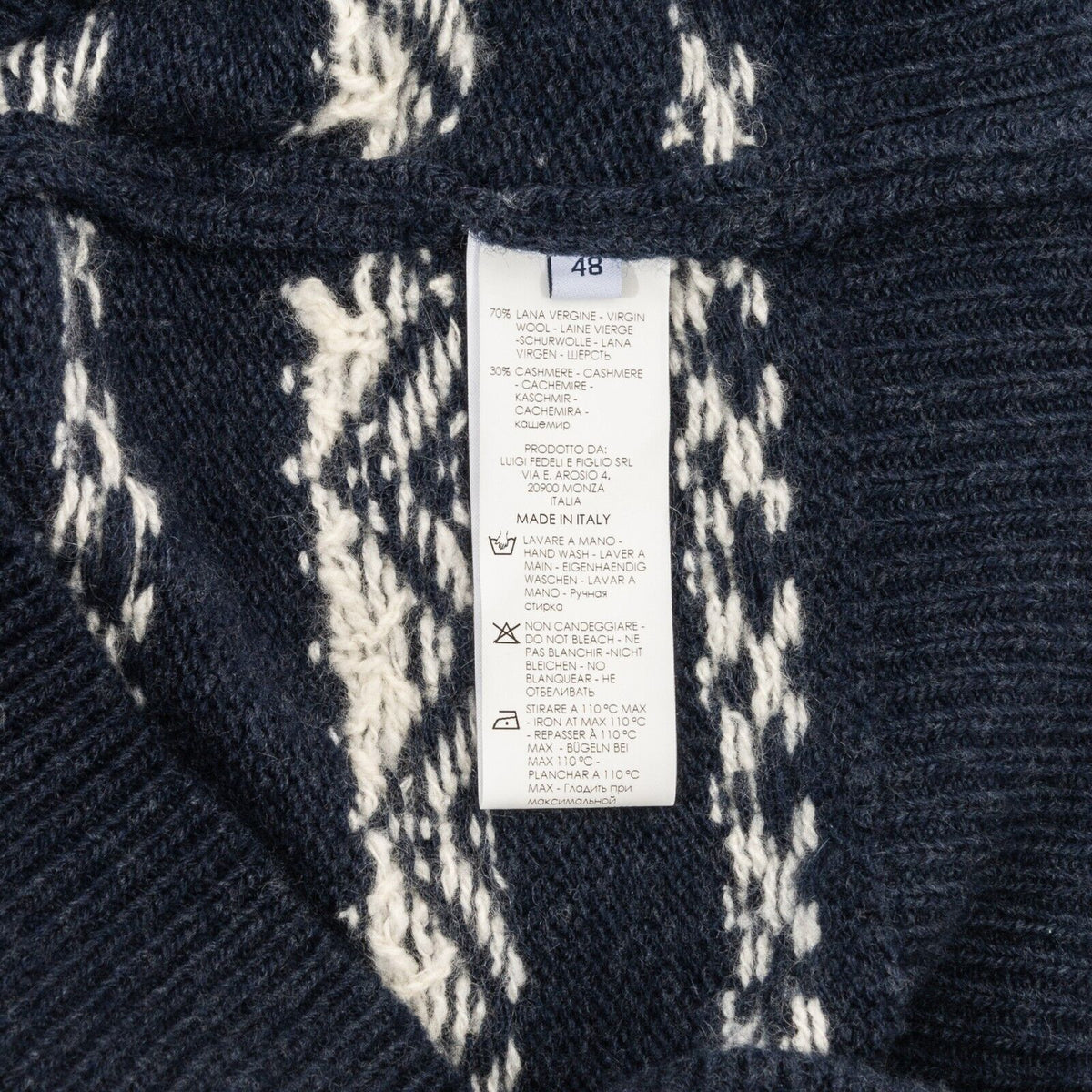 $1900 FEDELI CASHMERE Blue Jacket Cardigan Thick Wool / Cashmere Shawl Collar
