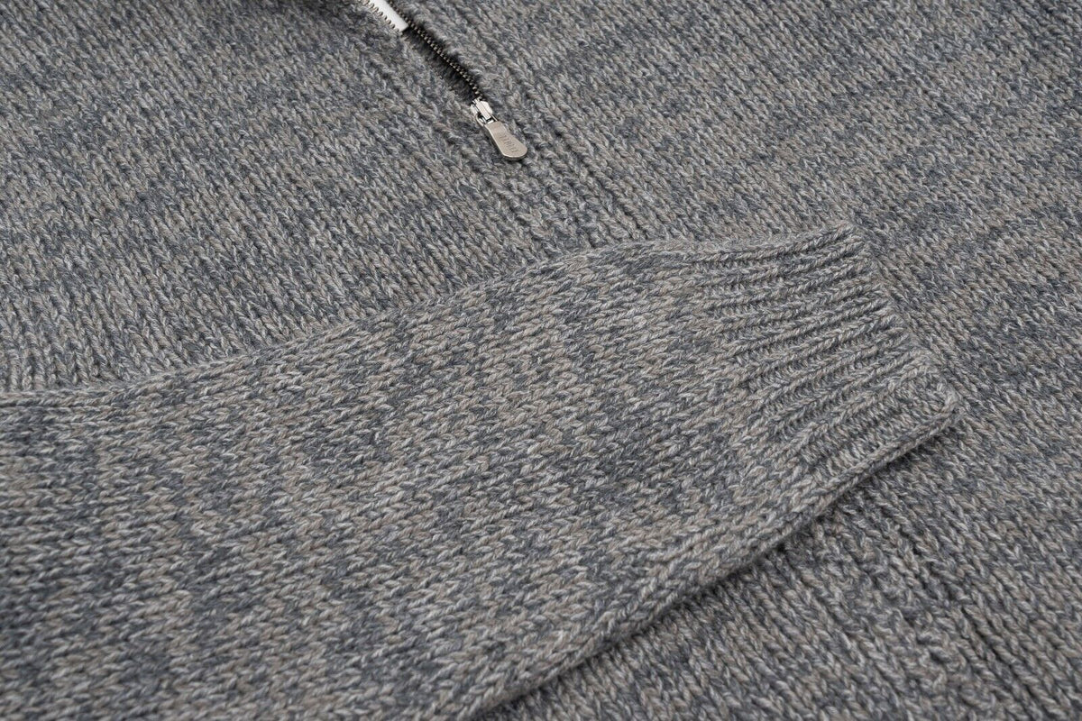 $2000 FEDELI "Favonio" Gray Cardigan Sweater Zip 100% Cashmere 40 US / 50 EU