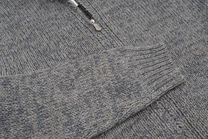 $2000 FEDELI "Favonio" Gray Cardigan Sweater Zip 100% Cashmere 40 US / 50 EU