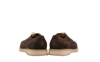 1150$ TESTONI "Bolgheri" Derby Shoes Eco Suede Cigar 8 UK / 9 US / 42 IT
