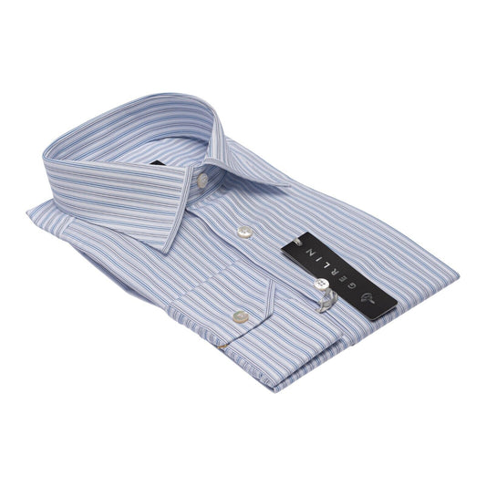 690$ LUXURY GERLIN Shirt Striped White Jacquard Cotton 16 - 41 3B ZILLI