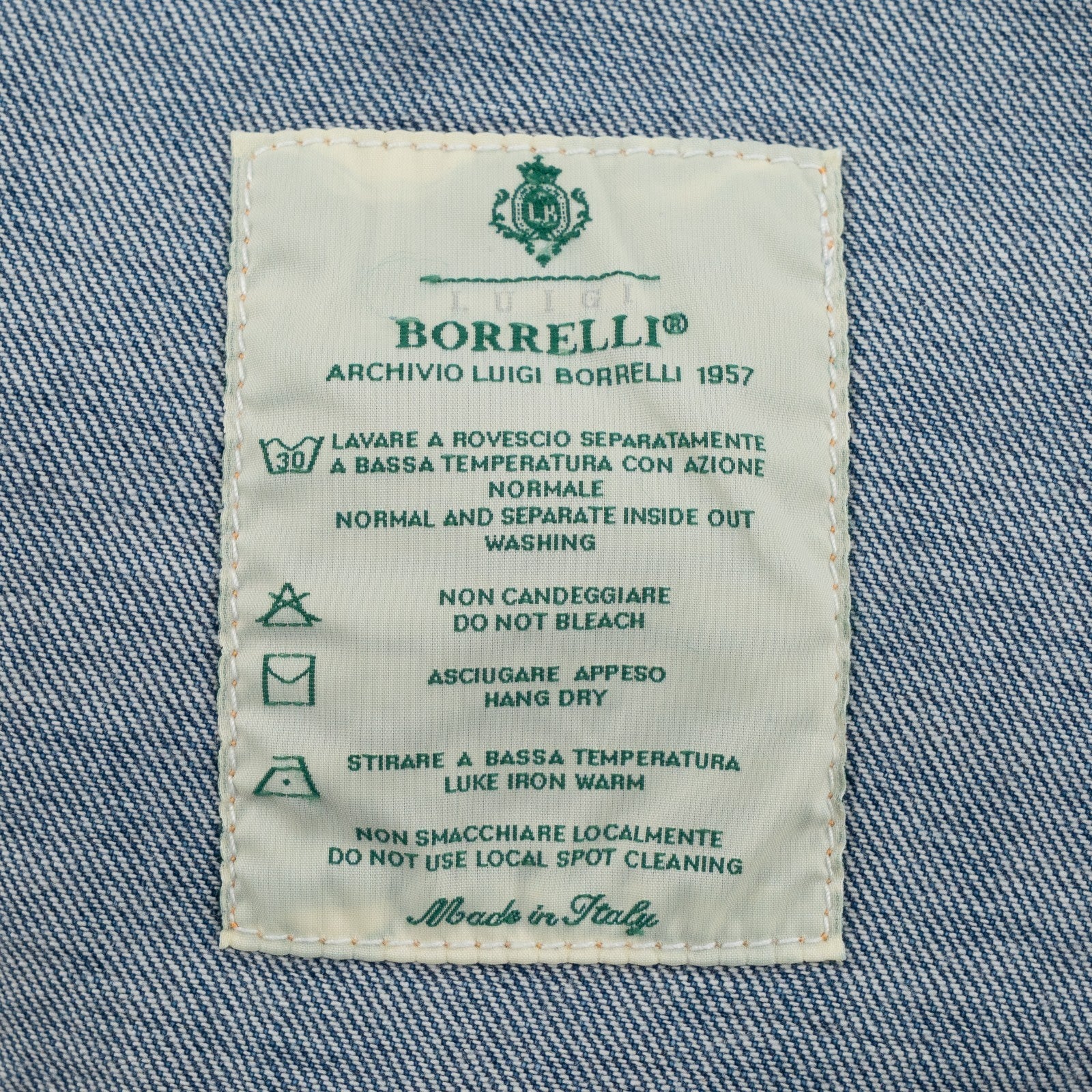 415$ LUIGI BORRELLI NAPOLI Blue Wash Denim Jeans Pant Cotton 33 US / 49 EU