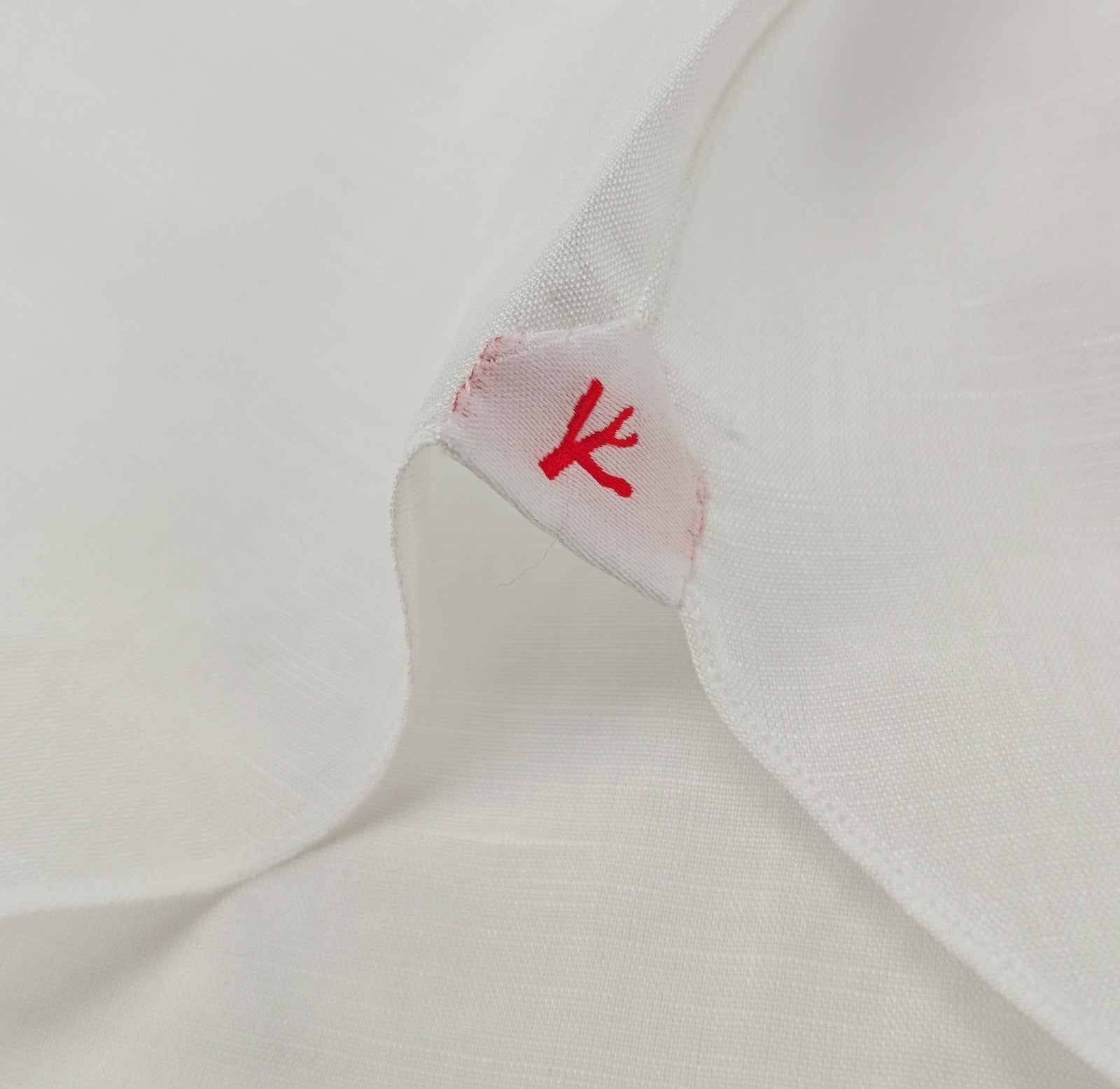 850$ ISAIA NAPOLI "Mix" Hand-Sewn Dress Shirt White Cotton - Linen 17.5 - 44