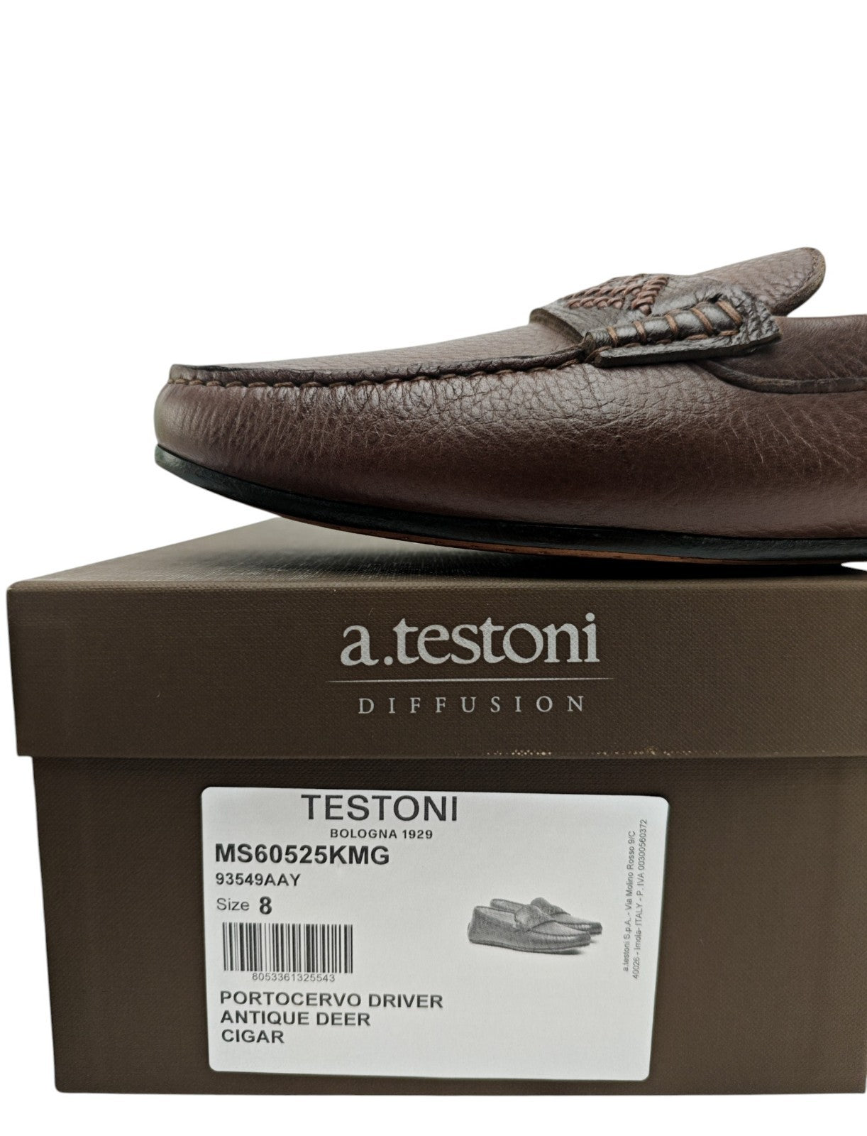 1200$ TESTONI "Piuma" Brown Driver Loafer Shoes Deerskin 8 UK / 9 US / 42 IT
