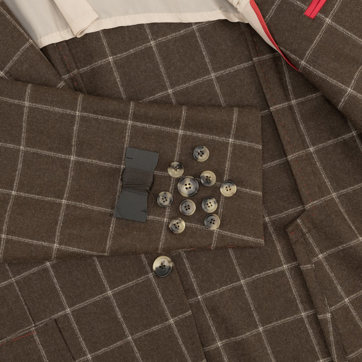 $6850 ISAIA NAPOLI "Capri" Brown Suit Hand-Sewn Black Sheep Wool Windowpane