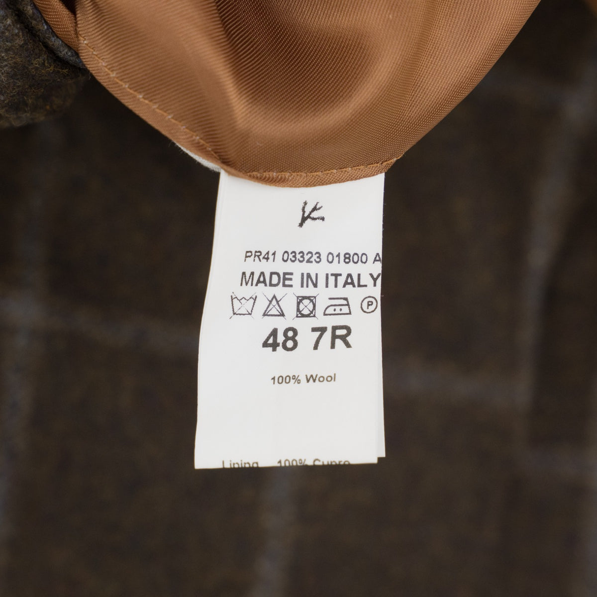 $6600 ISAIA "Capri" Dark Brown Suit Flannel Wool Windowpane 38 US / 48 EU 7R