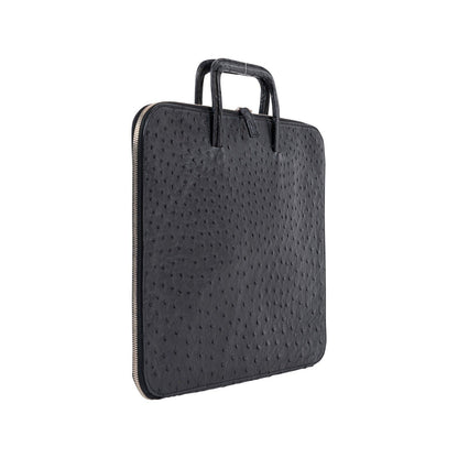 $4K LUXURY DELL'GA MILANO Handmade Black Briefcase Business Bag Genuine Ostrich