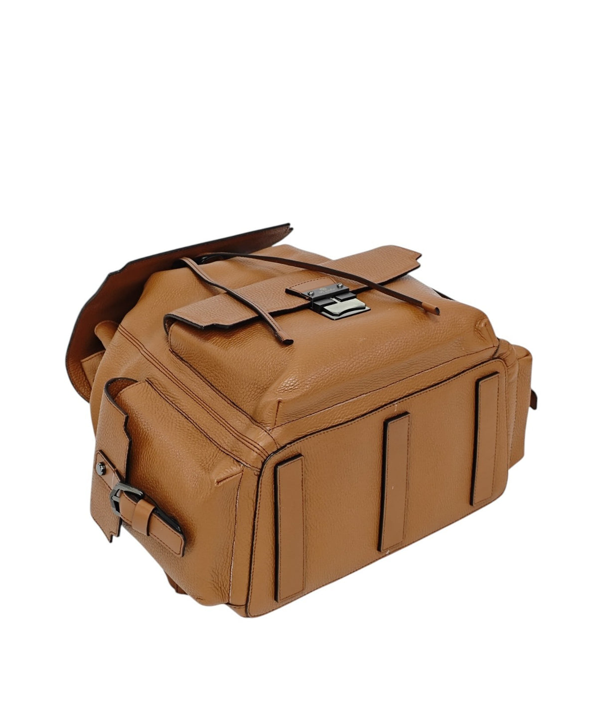1980$ PINEIDER FIRENZE Brown Grain Calf Multiple Backpack Travel Weekender