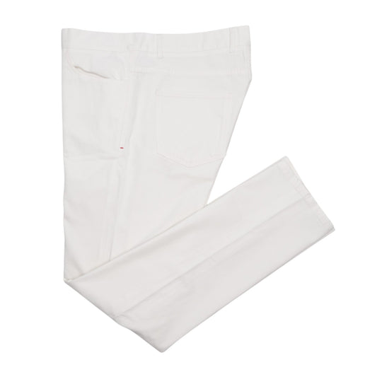 850$ ISAIA NAPOLI White 5 Pocket Pant Cashmere Cotton Slim Fit - Made in Italy
