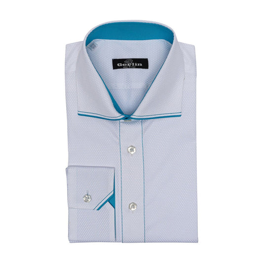 690$ ITALIAN LUXURY GERLIN Shirt White ALUMO JACQUARD Cotton  2D ZILLI