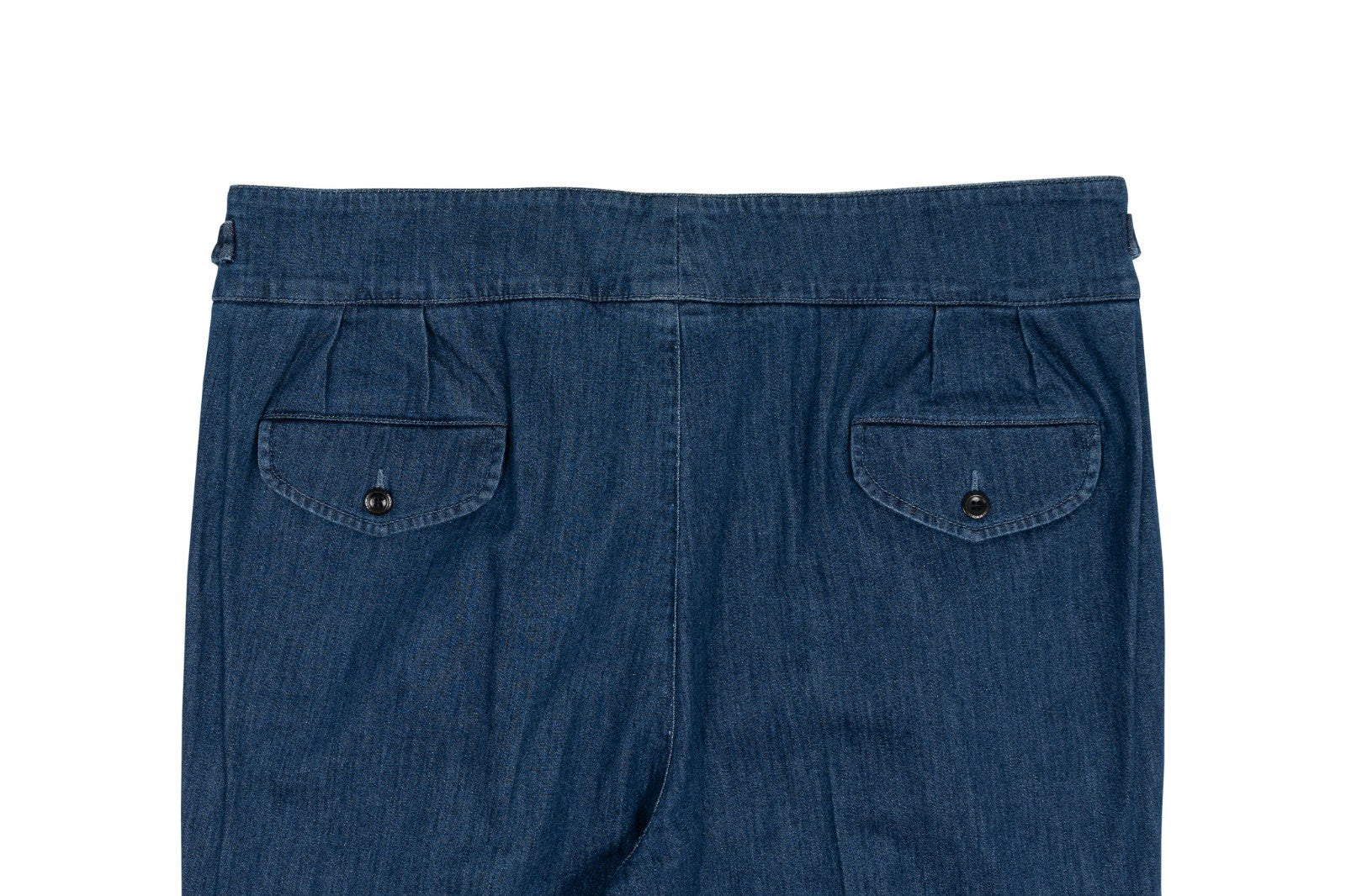625$ RUBINACCI NAPOLI "Manny" Blue Denim Cotton High Rise Trouser Pant Gurkha