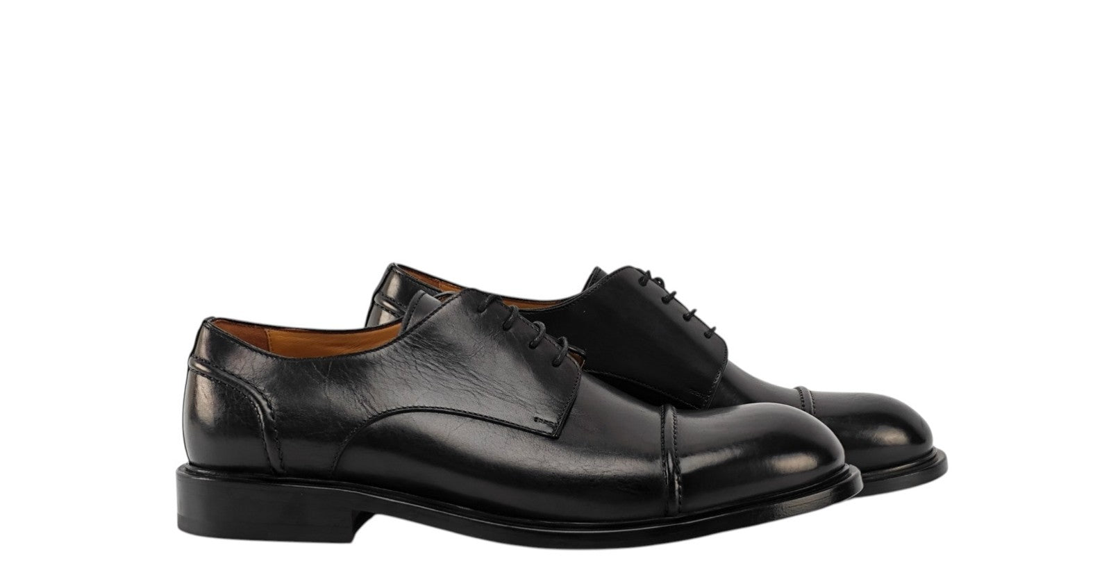 1050$ TESTONI "Alba" BOLOGNESE Derby Shoes Black Lux Calf 8 UK / 9 US / 42 IT