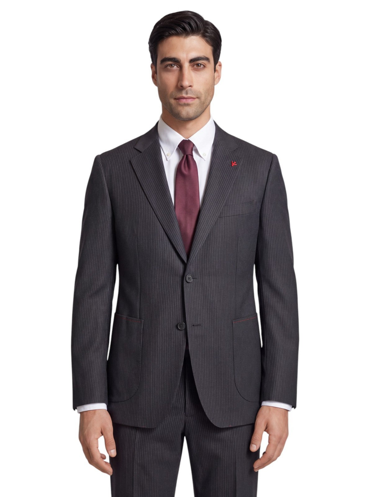 $6600 ISAIA "Capri" Charcoal Suit Fine Wool 4 Season Striped 46 US / 56 EU 8R