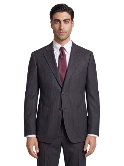$6600 ISAIA "Capri" Charcoal Suit Fine Wool 4 Season Striped 46 US / 56 EU 8R