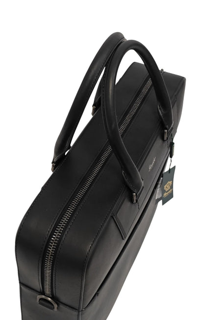 1240$ PINEIDER FIRENZE "Metro Smooth" Black Calf PC Briefcase Bag Document Case