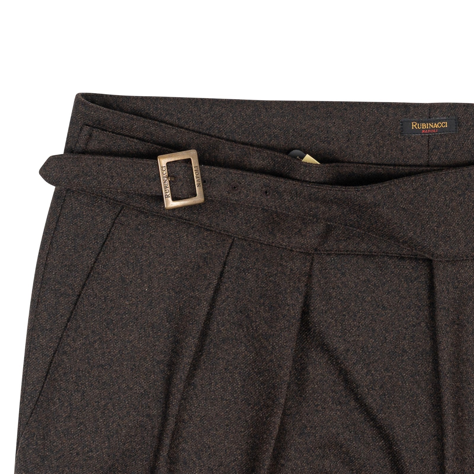670$ RUBINACCI NAPOLI "Manny" Brown High Rise Pant Flannel Wool 38 US / 54 EU
