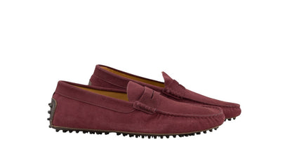 1200$ TESTONI Driver Loafer Shoes Casual Suede Calf Amaranth 8 UK / 9 US / 42 IT