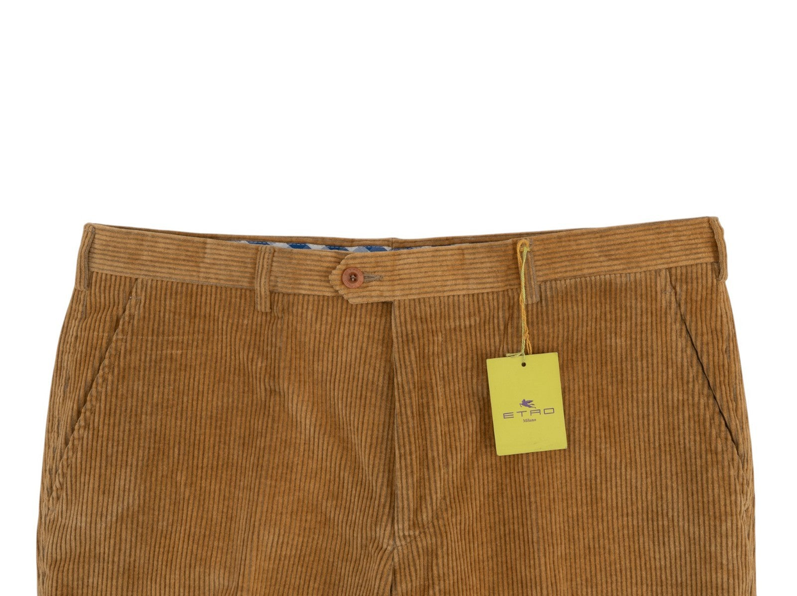 780$ ETRO MILANO Caramel Brown Corduroy Cotton Pant Straight Leg 38 US / 54 EU