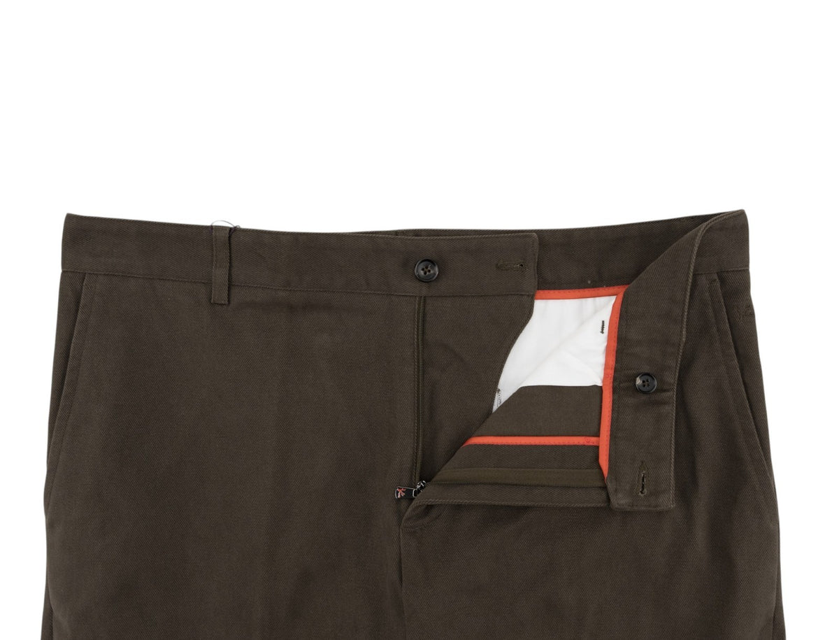 690$ ISAIA NAPOLI Dark Brown Chino Pant Cotton Regular Fit 36 US / 52 EU