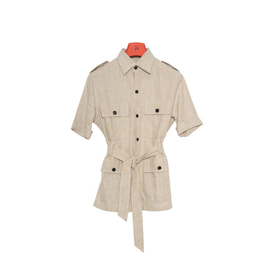 $3900 ISAIA NAPOLI Beige Hand-Sewn Safari Jacket Coat Cotton Size XS