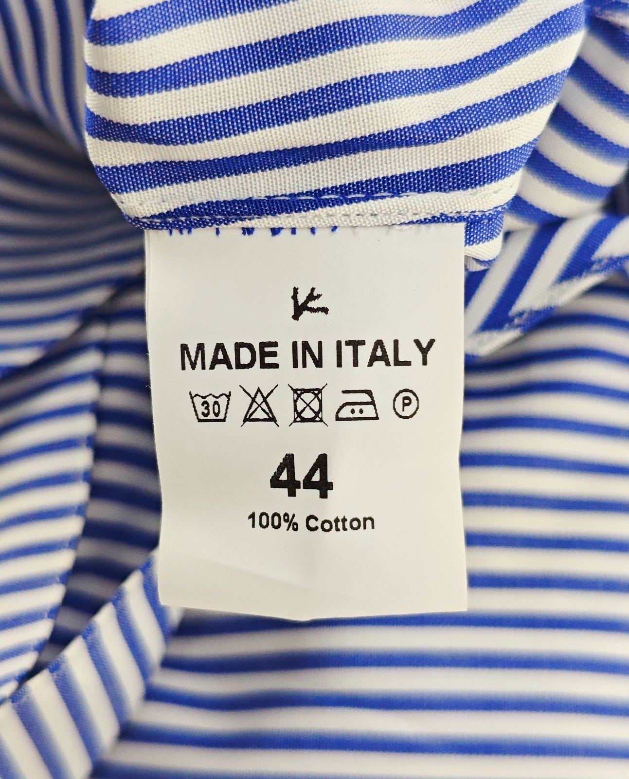 730$ ISAIA NAPOLI "Mix" Dress Shirt Blue Striped Oxford Cotton 17.5 - 44