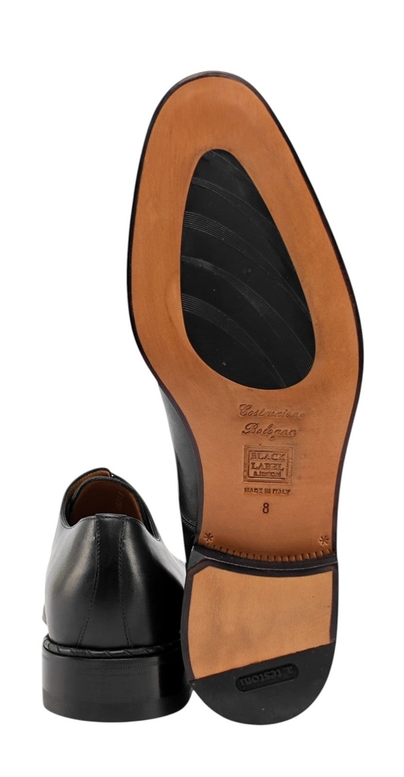 1250$ TESTONI Bolognese Construction Derby Shoes Calf Black 8 UK / 9 US / 42 IT