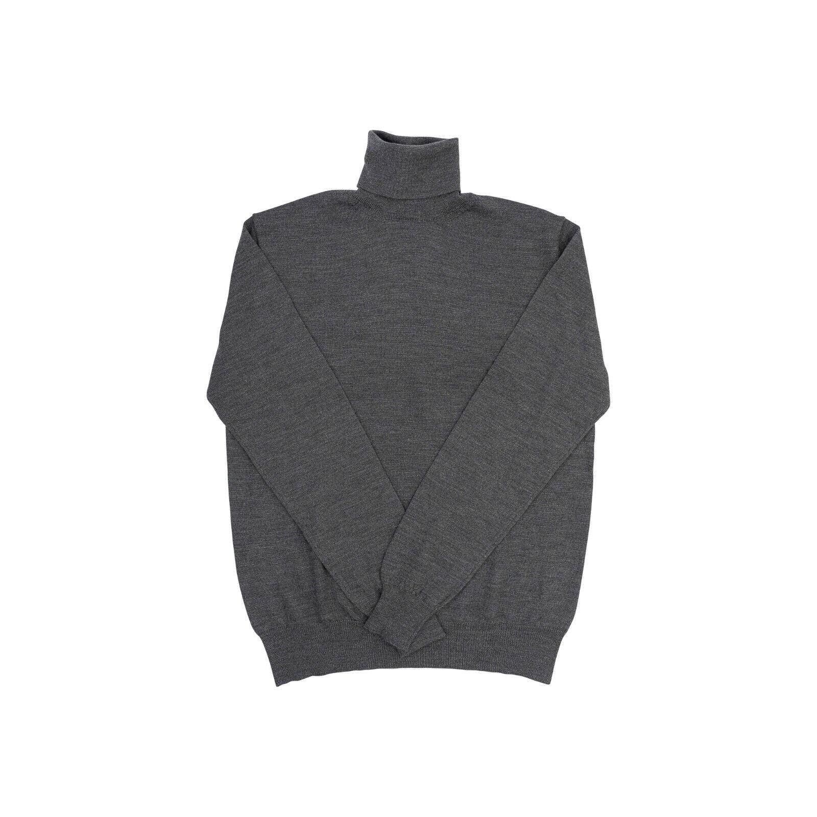 1400$ ISAIA NAPOLI Gray Knit Sweater Turtleneck Fine Wool Size S