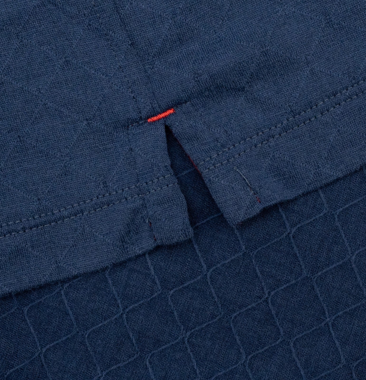 1100$ ISAIA NAPOLI Jaquard Soft Cotton Silk Short Sleeve Zip Polo Blue