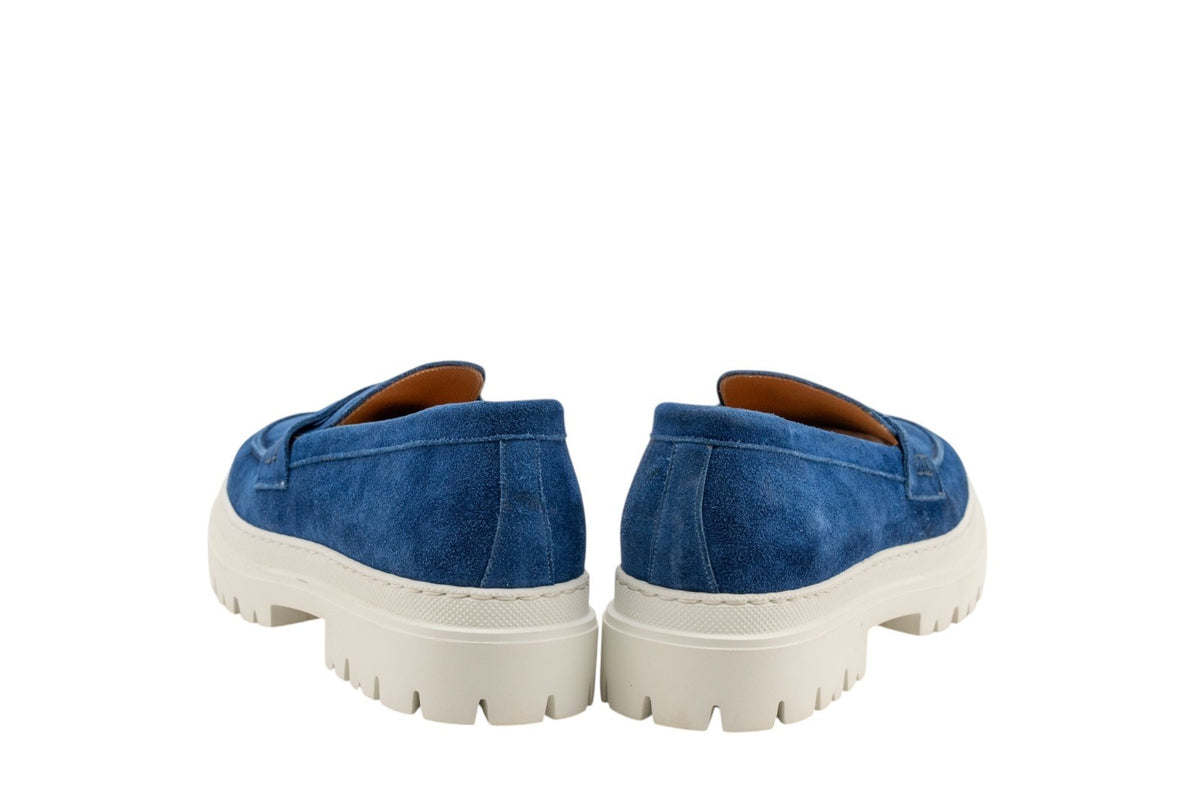 1050$ TESTONI "Mantova" Penny Loafer Sneaker Suede Sea 8 UK  / 10 US / 42 IT