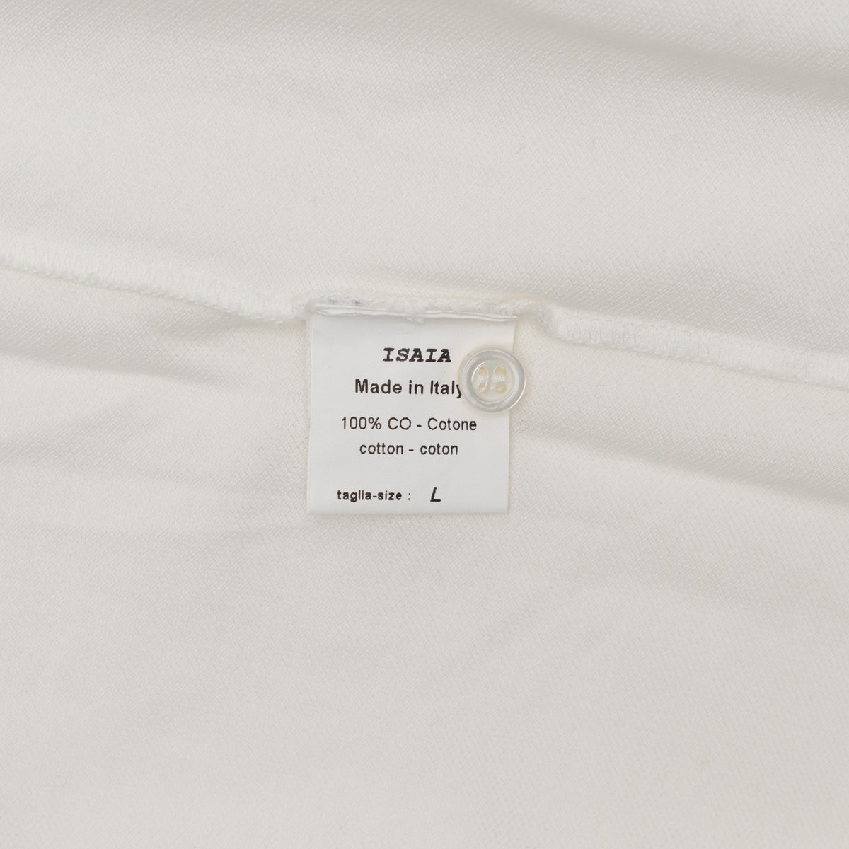 550$ ISAIA NAPOLI White Short Sleeve Polo 100% Cotton Size L - Made in Italy