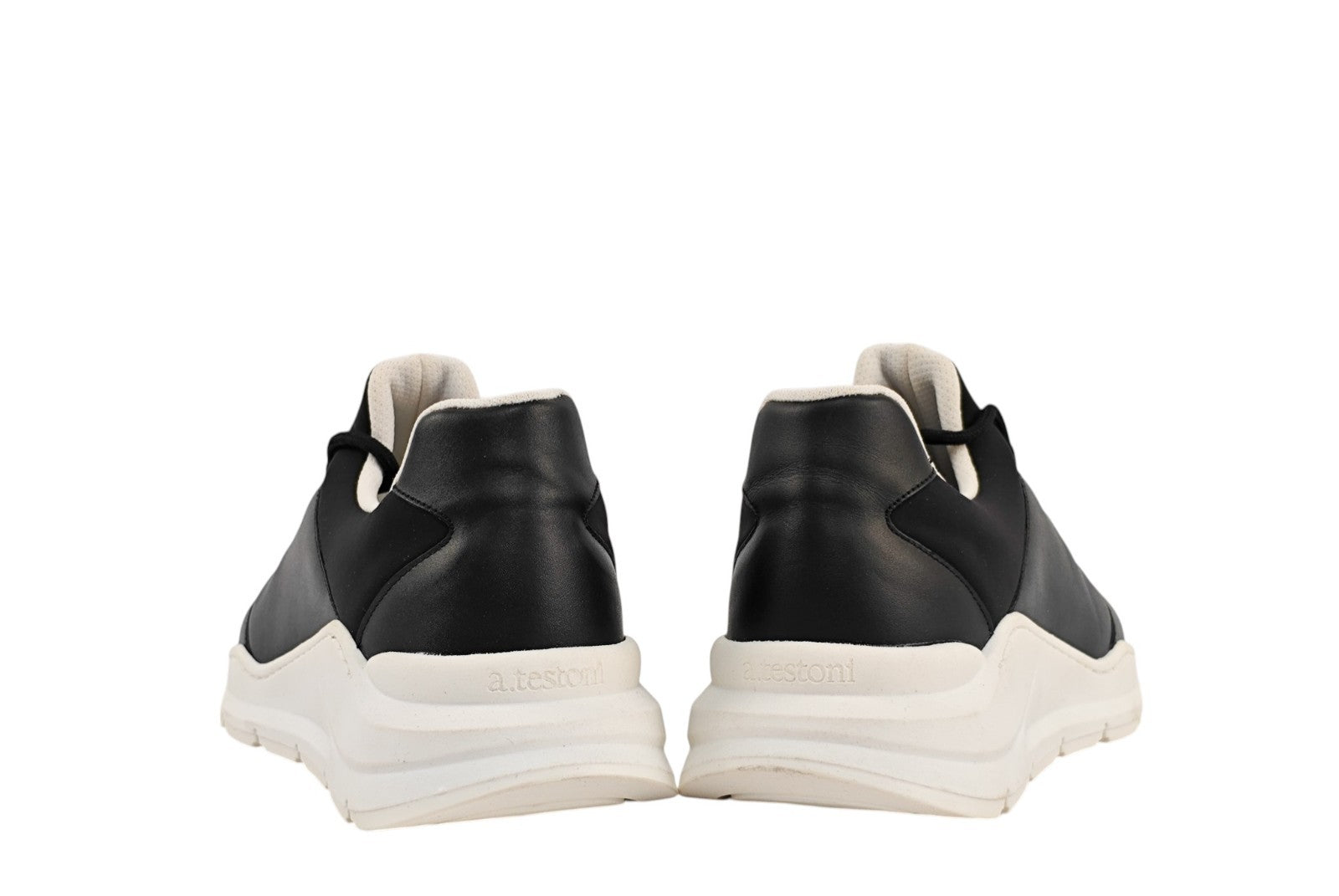 750$ TESTONI Black Sport Sneaker Shoes Calf + Lycra 8 UK  / 9 US / 42 IT