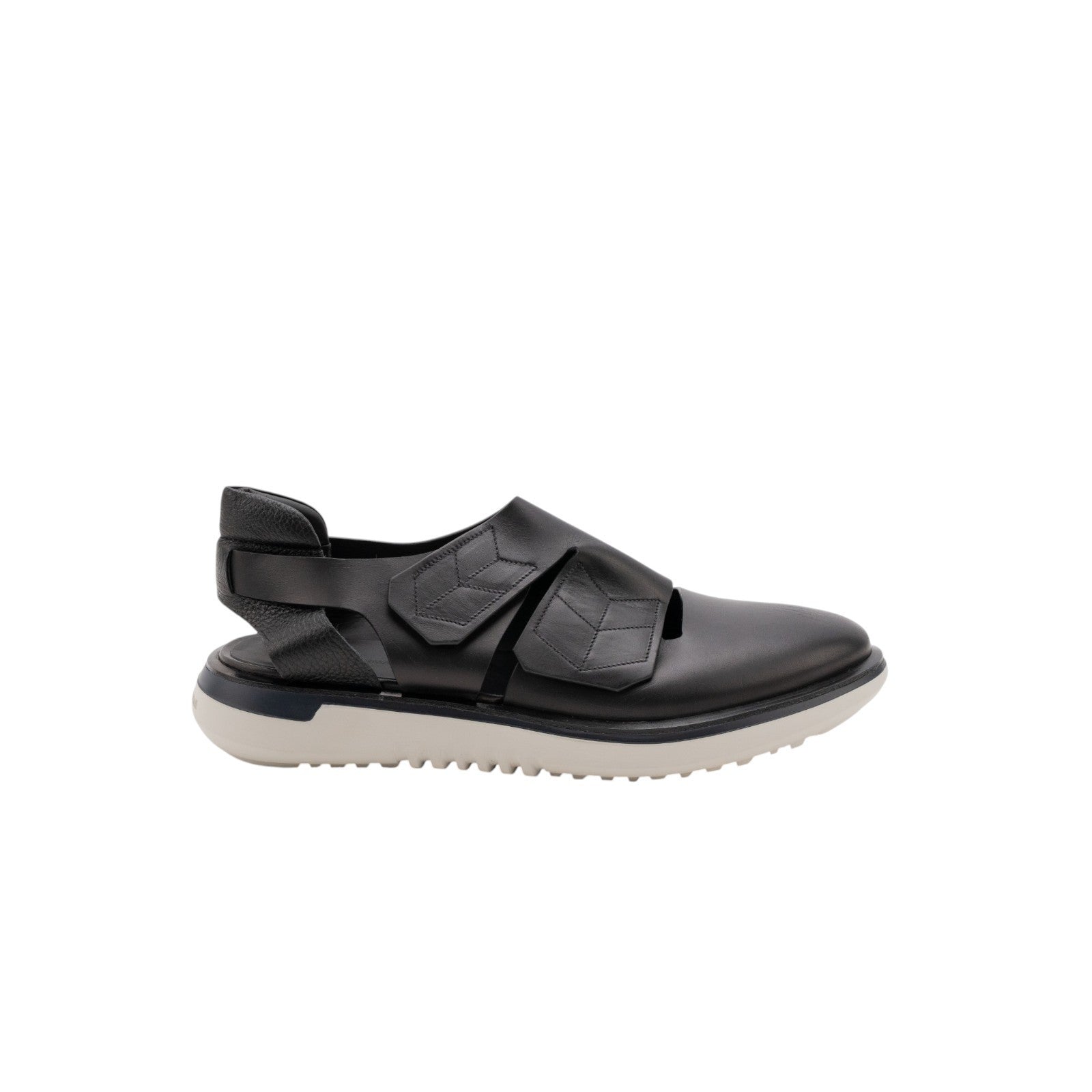 1250$ GIORGIO ARMANI Sandal Sneakers Shoes With Cut-Outs Black Leather