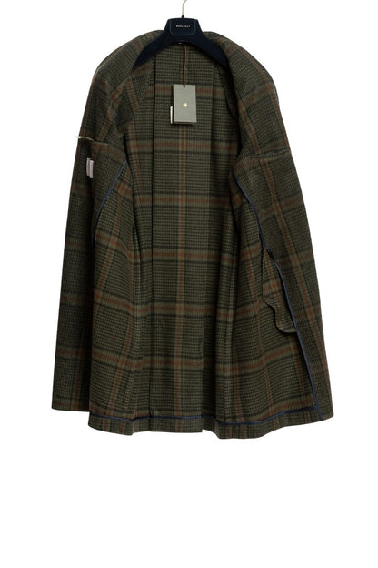 $1850 BOGLIOLI MILANO Checks Dark Green Coat Flannel Wool 38 US / 48 EU