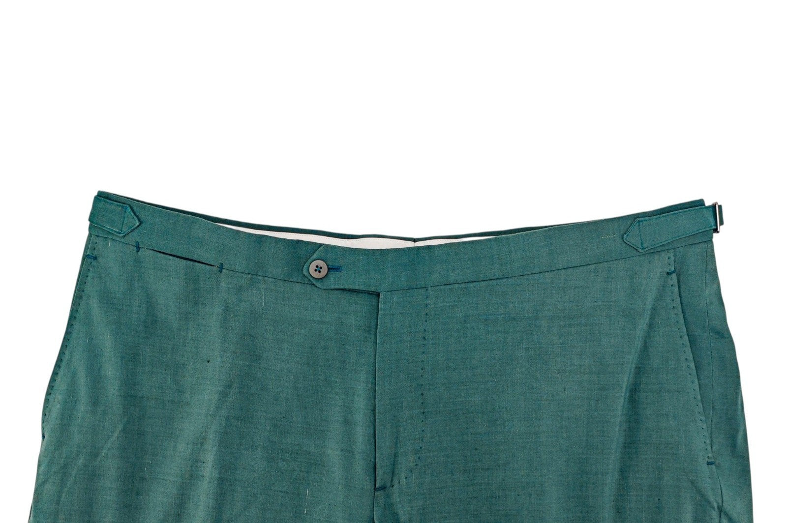 1550$ ISAIA Hand-Sewn Tapered Dress Pant Wool Linen Aquamarine 40 US / 56 EU 7R
