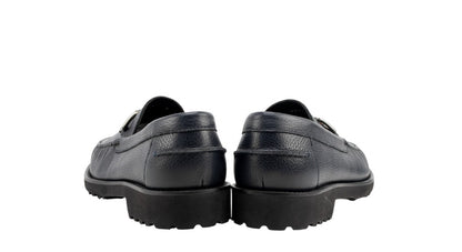 1200$ TESTONI Loafer Shoes Printed YorkCalf Blue Navy+Metal 8 UK / 9 US / 42 IT