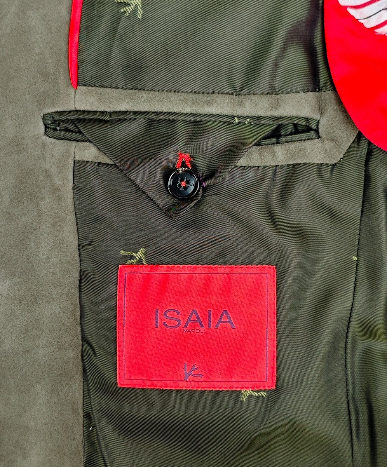 7100$ ISAIA Green Jacket Sport Coat 100% Suede Lambskin Leather 38 US / 48 EU