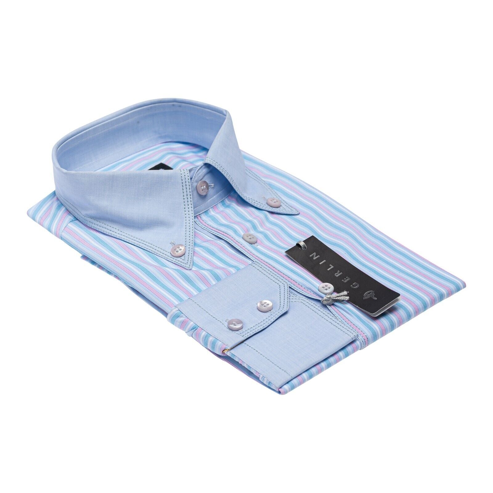 690$ LUXURY GERLIN Shirt Button Down Striped Cotton 16 - 41  - 7G BIJAN