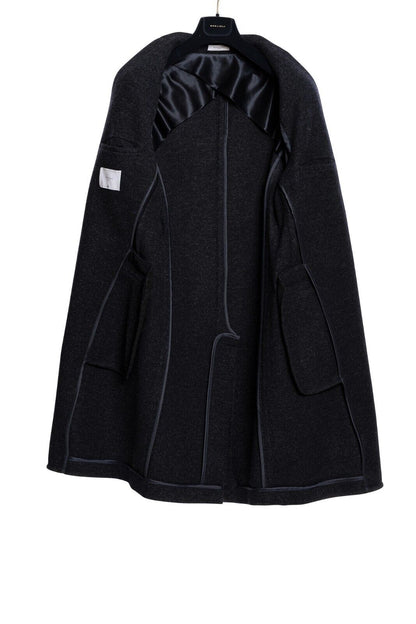 $1850 BOGLIOLI Single Braested Dark Blue Coat K.Jacket Flannel Wool 40 US 50 EU