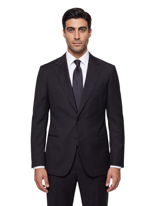 $2750 GIORGIO ARMANI "SOHO" Black Solid Suit Fine Wool 40 US / 50 EU 8R