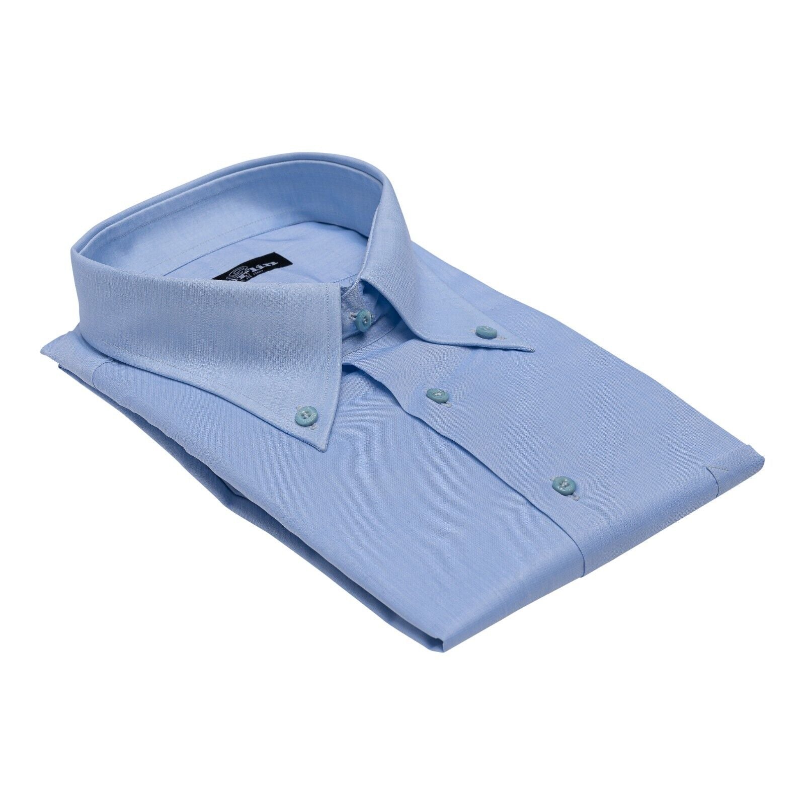 690$ LUXURY GERLIN Shirt Button-Down Blue Cotton 17.75 - 45 1O BIJAN