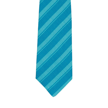 $330 KITON NAPOLI 7 - Fold Tie Regimental Blue Silk / Linen 148cm - 8.5cm