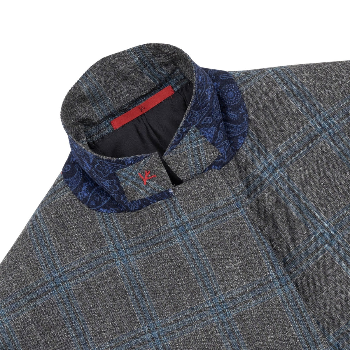 $6650 ISAIA NAPOLI "Capri" Gray - Blue Suit Wool / SIlk / Linen 38 US / 48 EU 8R