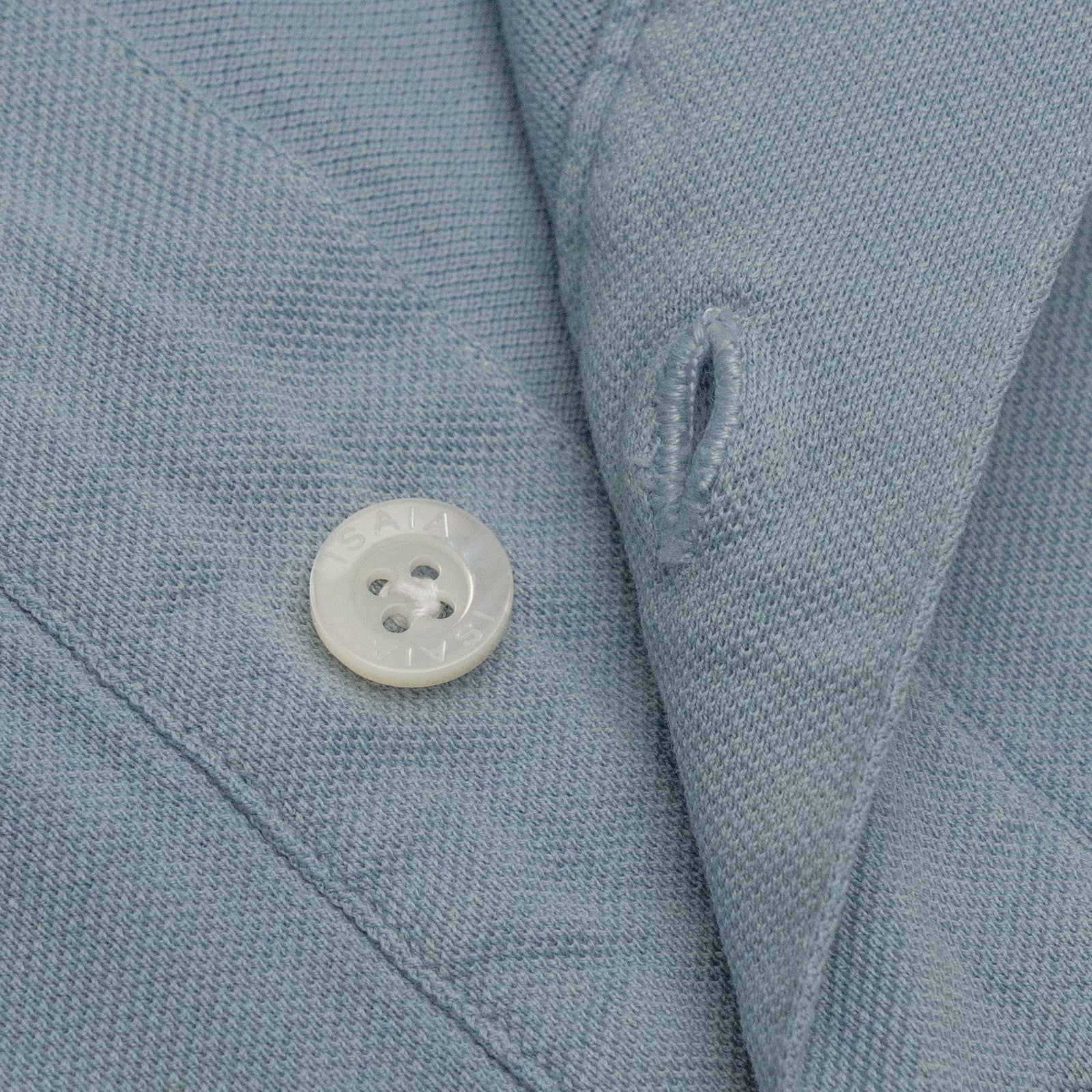 575$ ISAIA NAPOLI Garment Dyed Cotton Piquet Short Sleeve Polo Light Blue Size M