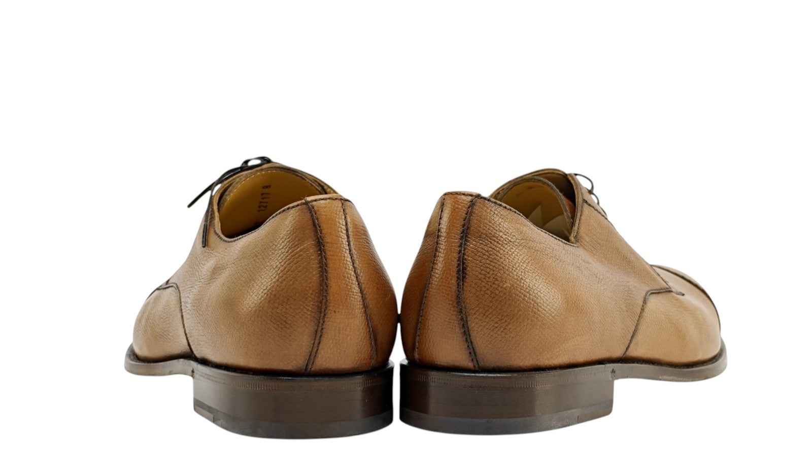 1200$ TESTONI "Iseo" Derby Shoes Antique Caviar Calf Cinnamon 8 UK  9 US  42 IT