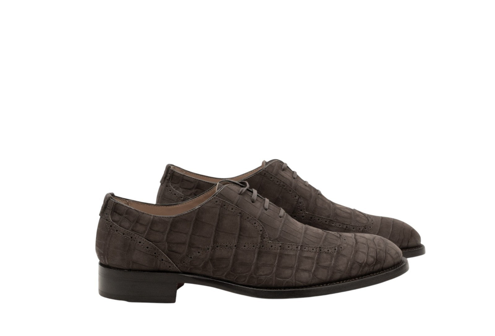 ISAIA NAPOLI Exclusive Alligator Nabuk Brown Oxford Shoes 9 UK / 10 US / 43 IT