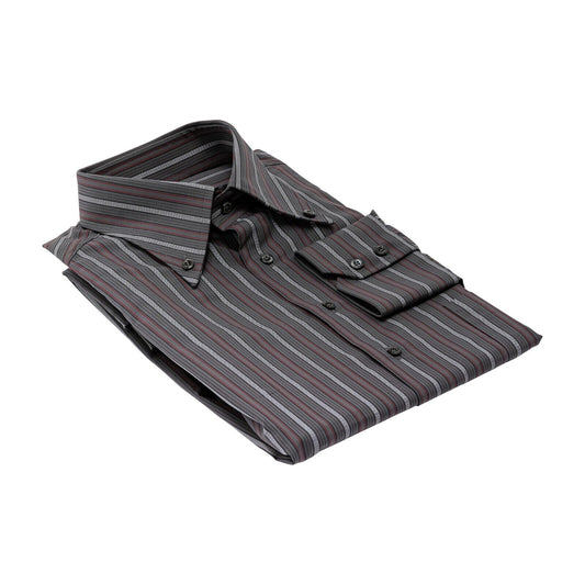 690$ LUXURY GERLIN Shirt Point Collar Grey Cotton 15.75 - 40 6A BIJAN